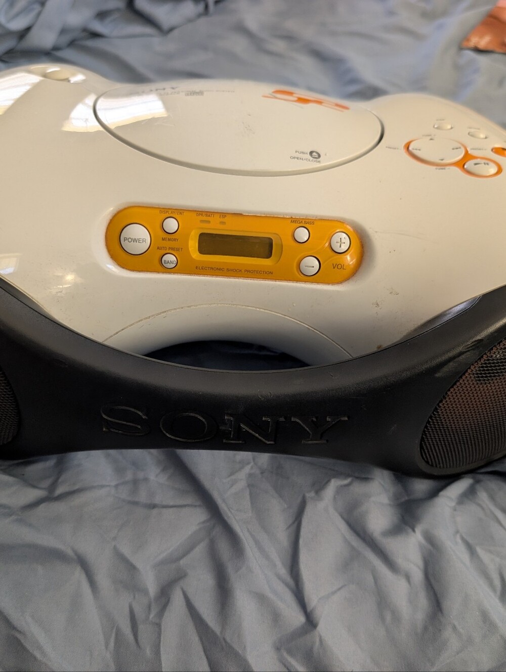 Sony Portable CD Boombox Player - Model ZS-X1 White & Orange